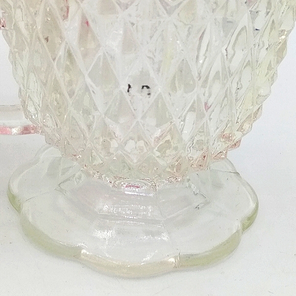 Indiana Glass Ruby Flash Diamond Point Pressed Glass Creamer Sugar Bowl Vintage - Picture 5 of 13